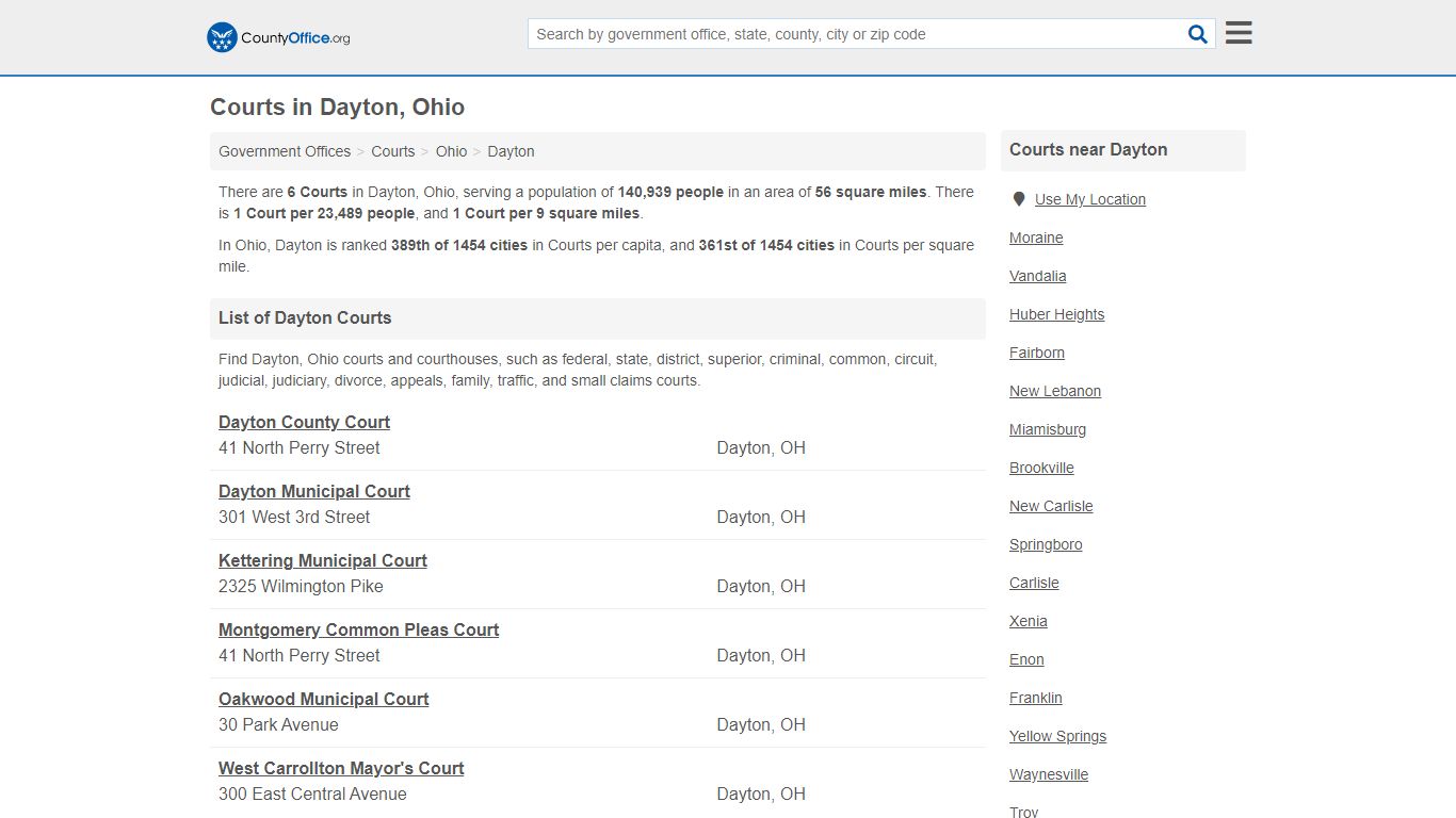 Courts - Dayton, OH (Court Records & Calendars) - County Office